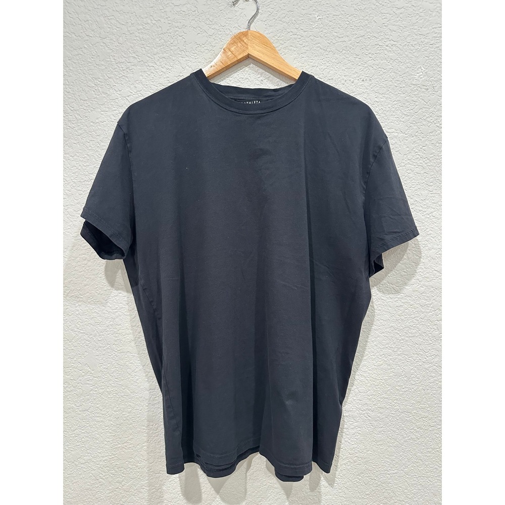Athleta Womens Black Organic Cotton Short Sleeve Crew Neck Tee Shirt Large